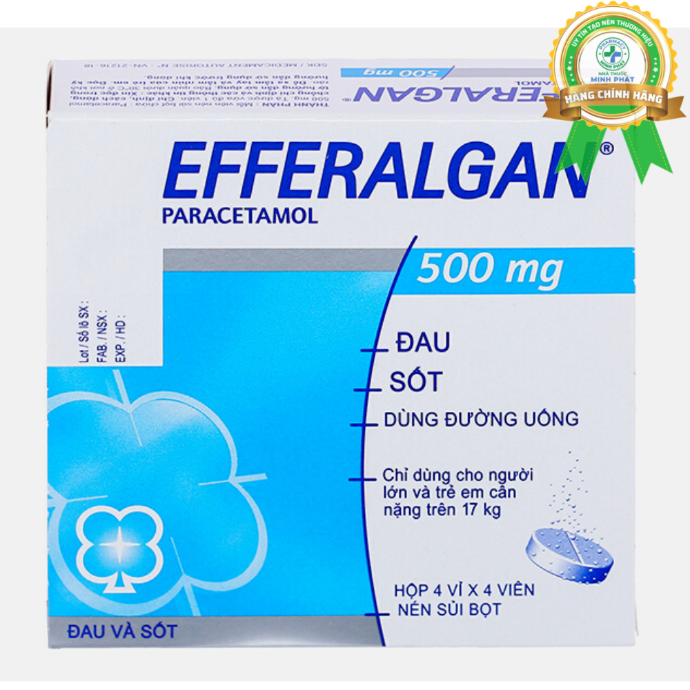 Viên sủi Efferalgan 500mg giảm đau, hạ sốt (4 vỉ x 4 viên)
